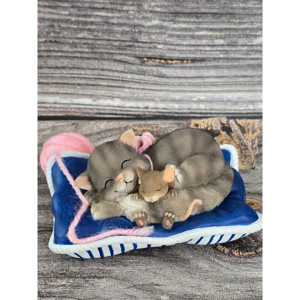 Charming Tails Cat Nap Figurine Fitz and Floyd Sleeping Cat and Mouse 89/146
